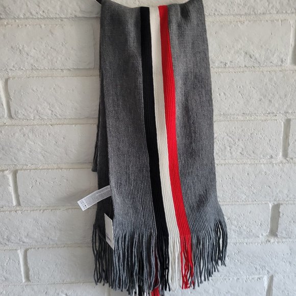 NWT Forever 21 Gray Striped Colorblock Scarf - Picture 1 of 4